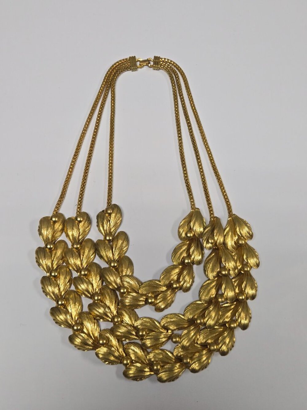 Vintage 3 Strand Gold Necklace: Lightweight Eloxal